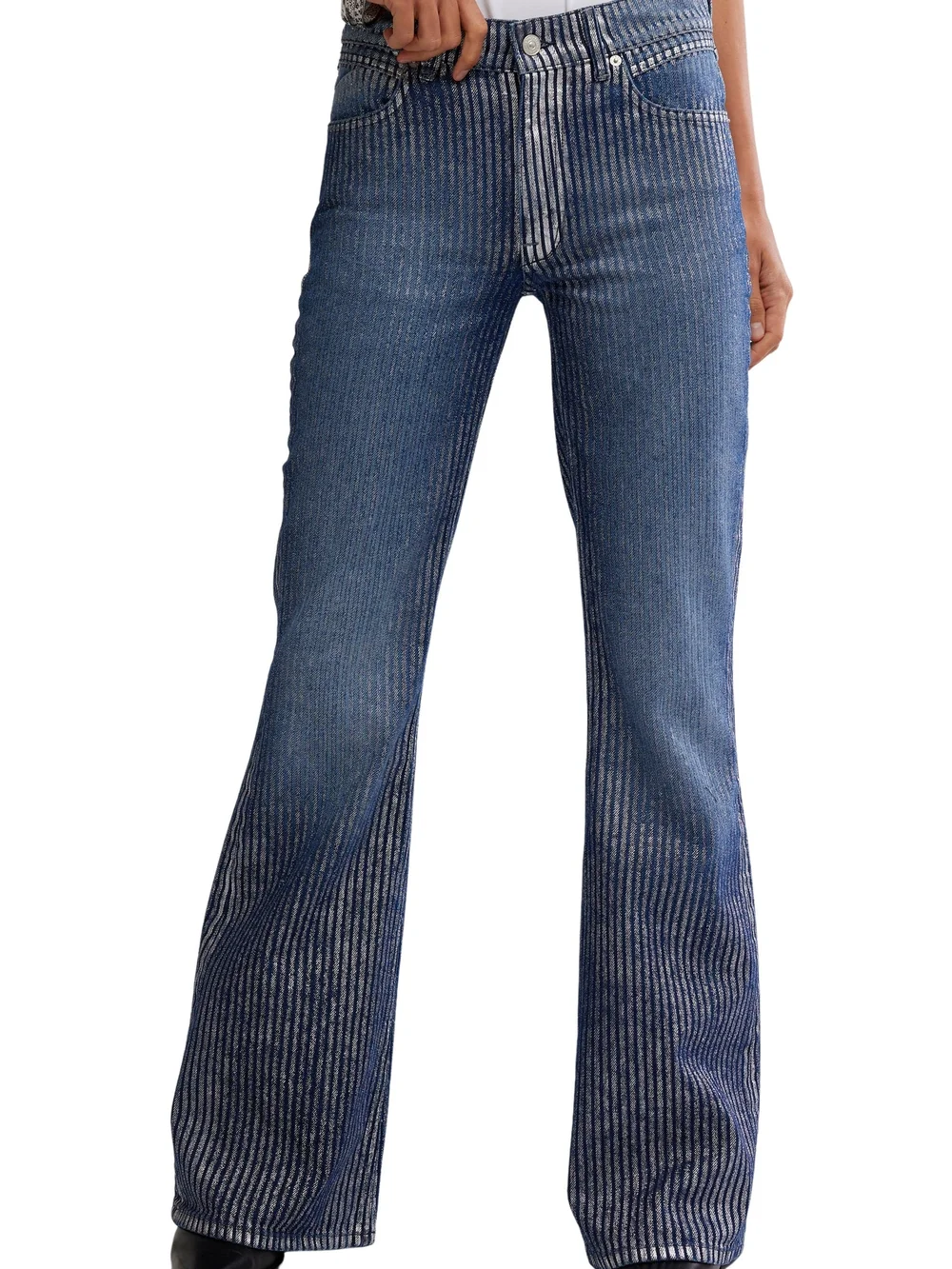 NWT Free People West Coast Metallic High Waist Flare Jeans Size 28 - Picture 2 of 10
